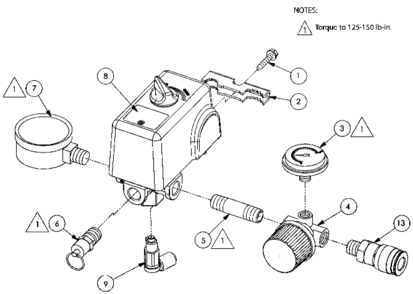Manifold Diagram and Parts List for PXCMLC1683066 Type 1 Porter Cable Compressor